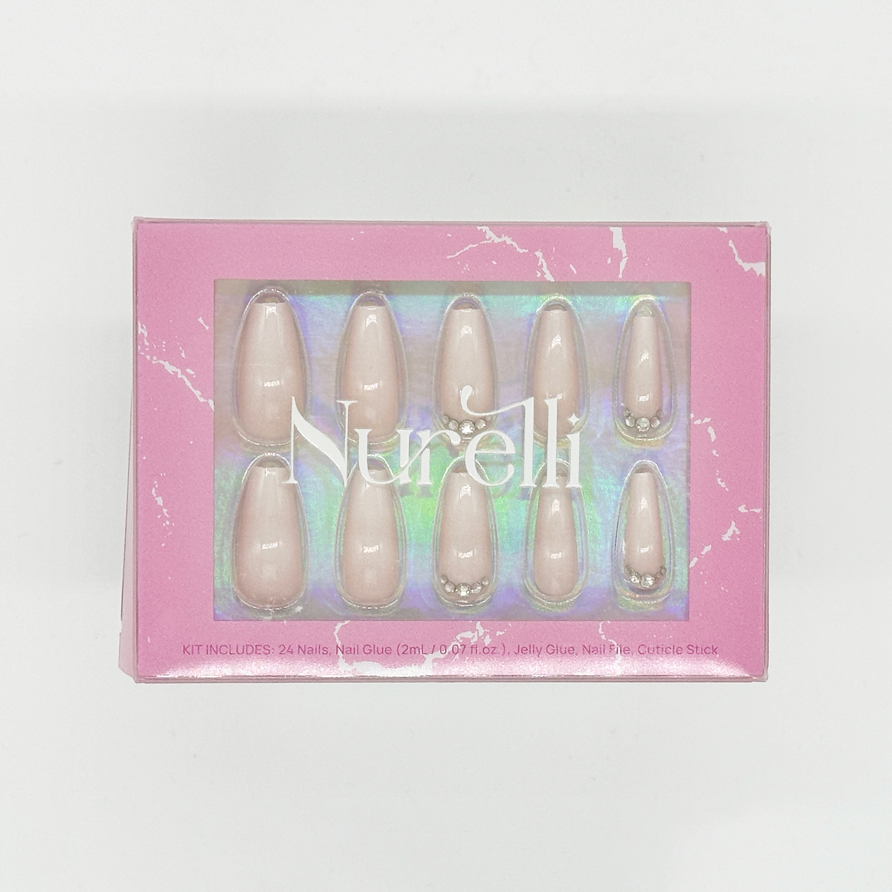 Nude Coffin with Gems | 24pc Nail Set