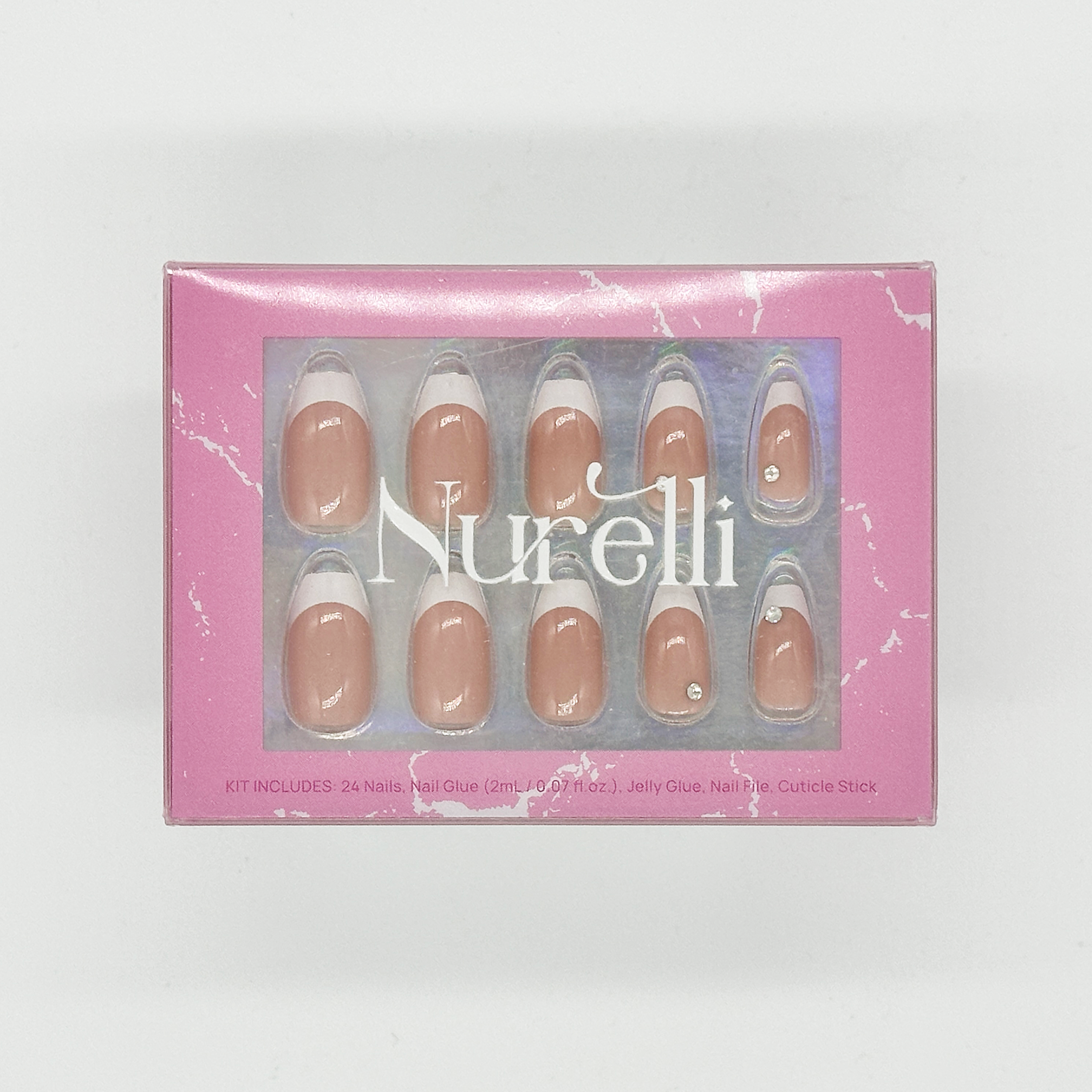 Classic French with Gems | 24pc Nail Set