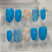 Azul | Blue Ocean Nails | Ready to Ship|  Size: Small