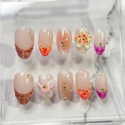 Fiji | 3D Molded Gel Flowers Seashell Nails | Custom Press on Nails