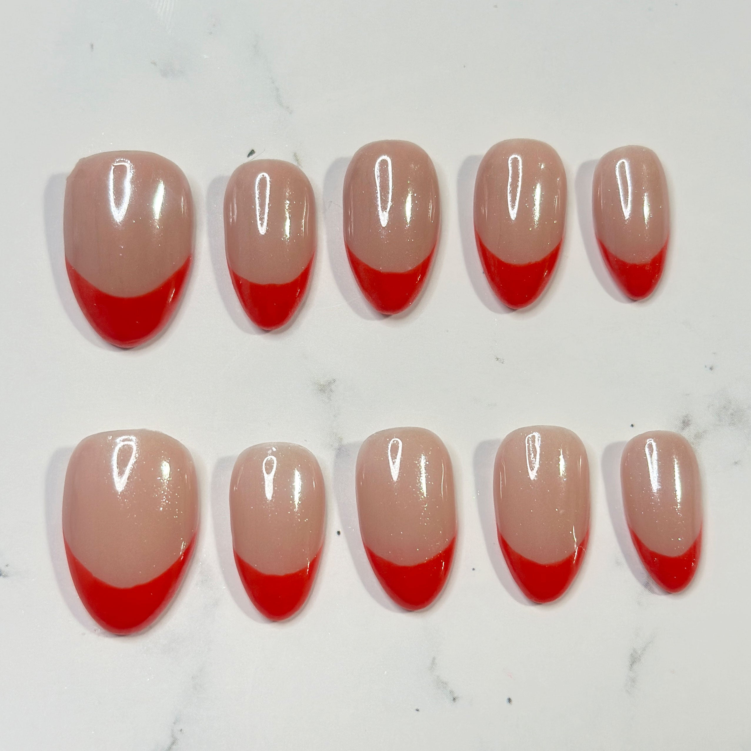 Lady In Red | Red French Tips | Custom Press on Nails